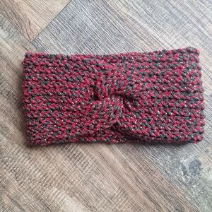 Handmade Crochet Twist Red/Green/Gold Headband